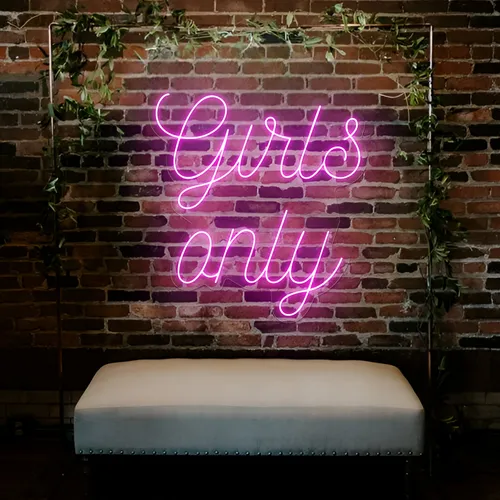 Chic Pink Girls Only Neon Sign - Custom Ribbons Now