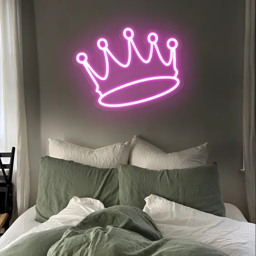 Majestic Pink Crown Neon Sign - Custom Ribbons Now
