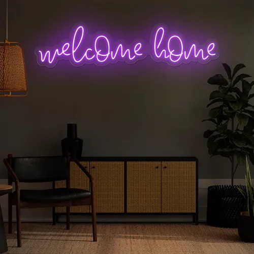 Welcome Home Neon Sign - Custom Ribbons Now