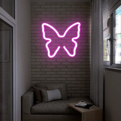 Flutter Pink Neon Sign - Custom Ribbons Now