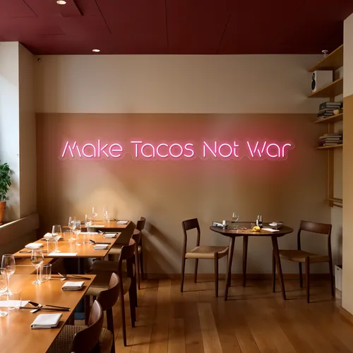 Mouthwatering "Make Tacos Not War" Neon Sign - Custom Ribbons Now