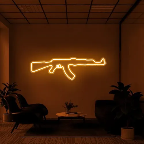 Cool Rifle Neon Sign - Custom Ribbons Now