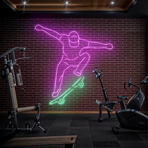 Skater Glow Neon Sign - Custom Ribbons Now