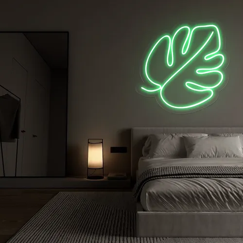 Tropical Monstera Leaf Neon Sign - Custom Ribbons Now