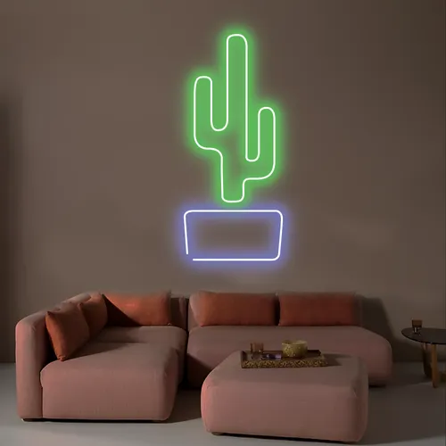 Cactus Vertical Neon Sign - Custom Ribbons Now