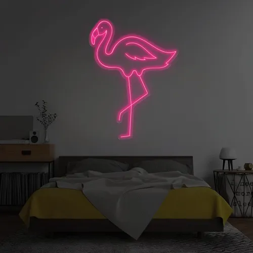Single Flamingo Vertical Neon Sign - Custom Ribbons Now