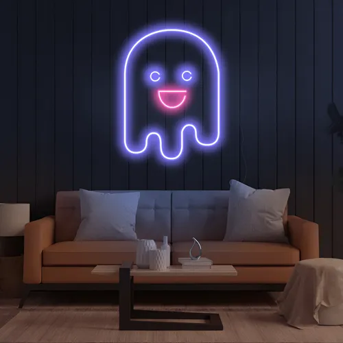 Ghost Cartoon Vertical Neon Sign - Custom Ribbons Now