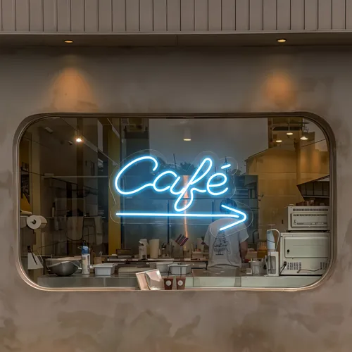 Cafe Window Neon Sign - Custom Ribbons Now