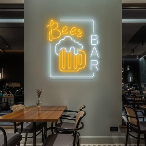 Beer Bar Vertical Neon Sign - Custom Ribbons Now