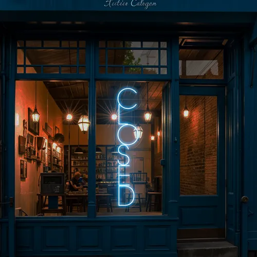 Closed Vertical Neon Sign - Custom Ribbons Now