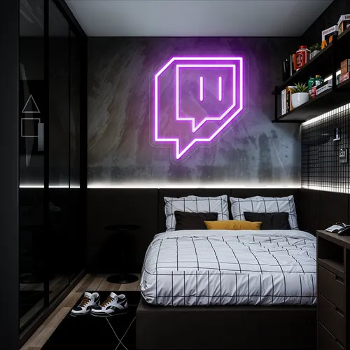 Twitch Icon Glow Neon Sign - Custom Ribbons Now