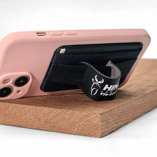 Leather Phone Wallet with Hand Grip - Custom Ribbons Now