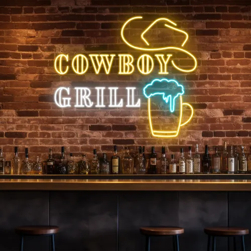 Cowboy Grill Neon Sign - Custom Ribbons Now