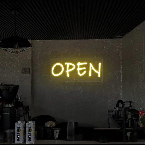 Open Neon Sign (small handwritten style) - Custom Ribbons Now