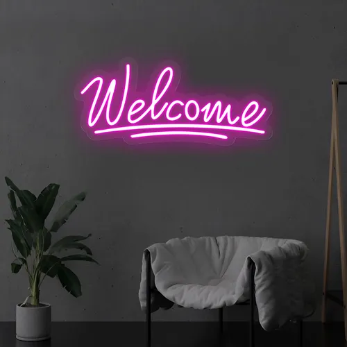 Welcome Underline Neon Sign - Custom Ribbons Now