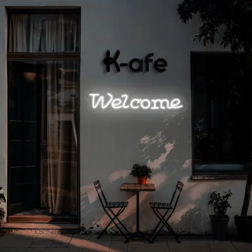 Welcome Script Neon Sign - Custom Ribbons Now