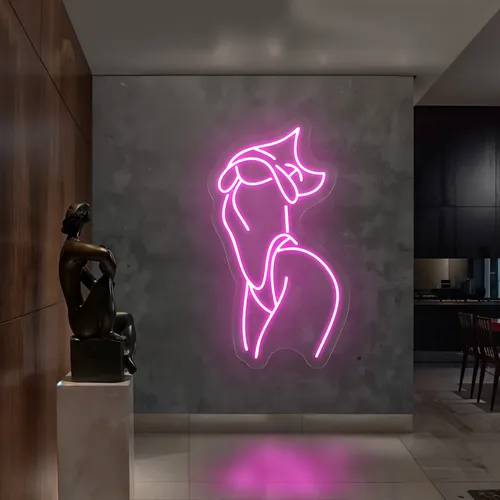 Body Outline Side Pose Neon Sign - Custom Ribbons Now