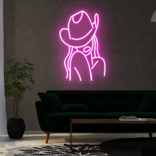 Mini Cowgirl Neon Sign - Custom Ribbons Now