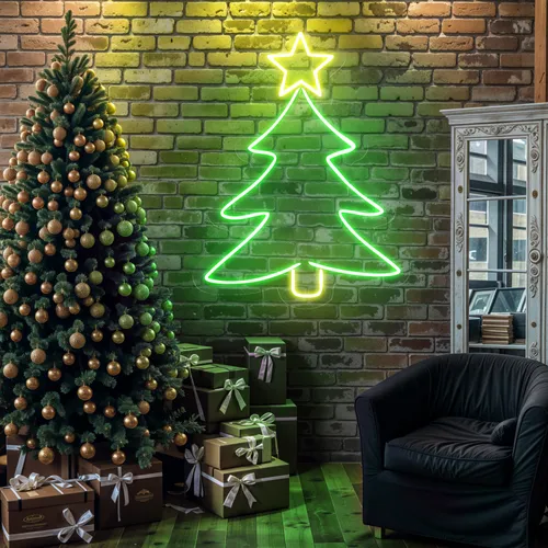 Mini Christmas Tree Neon Sign - Custom Ribbons Now