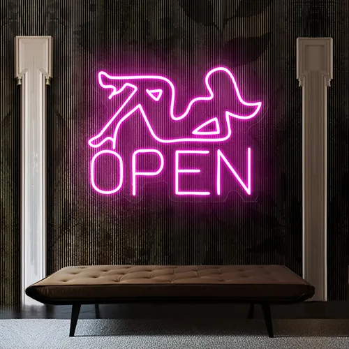 Open With Pin-Up Neon Sign - Custom Ribbons Now