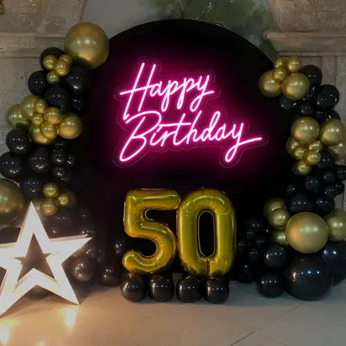 Happy Birthday Neon Sign - Custom Ribbons Now