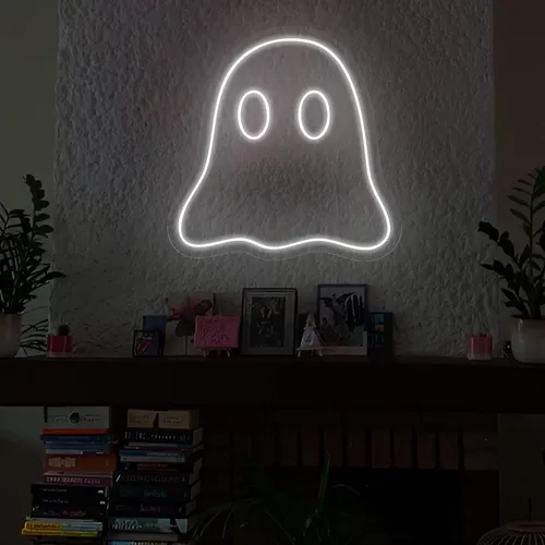 Mini Ghost Neon Sign - Custom Ribbons Now