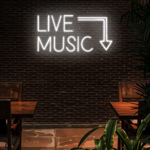 Live Music Neon Sign - Custom Ribbons Now