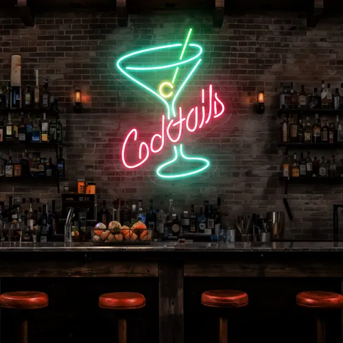 Cocktails Neon Sign - Custom Ribbons Now