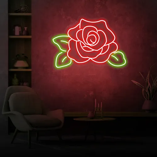 Rose Neon Sign - Custom Ribbons Now