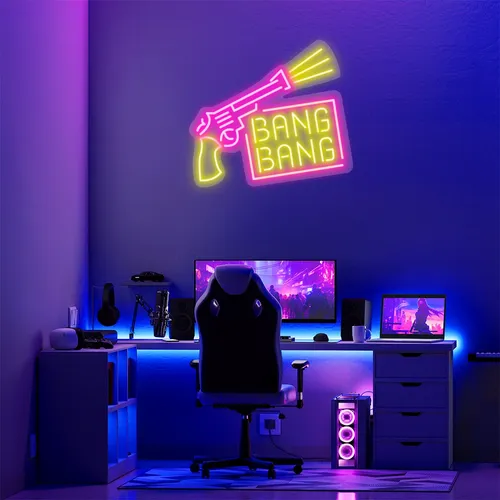 Custom Gun Neon Signs - Custom Ribbons Now