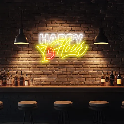 Custom Happy Hour Neon Signs - Custom Ribbons Now
