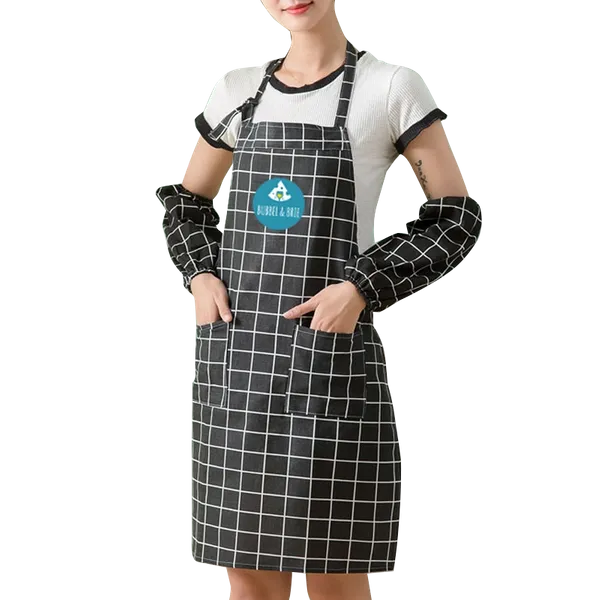 Cotton Linen Plaid Apron Set - Custom Ribbons Now