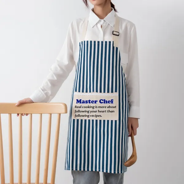 Cotton and Linen Striped Apron - Custom Ribbons Now