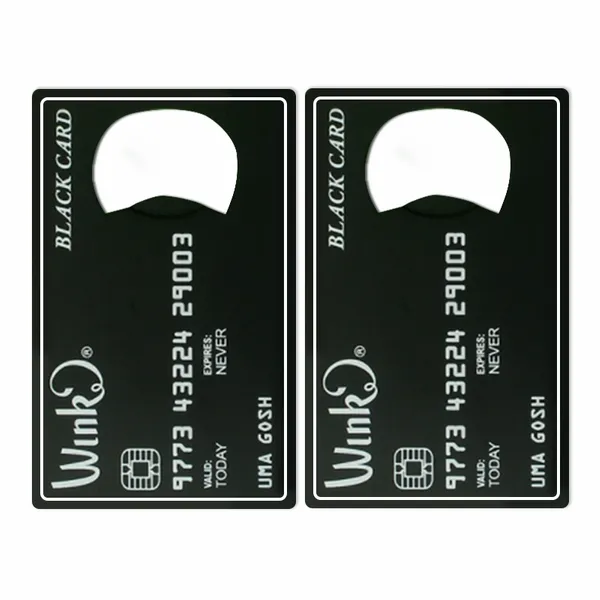 Black Card Shaped Bottle Opener - Custom Ribbons Now