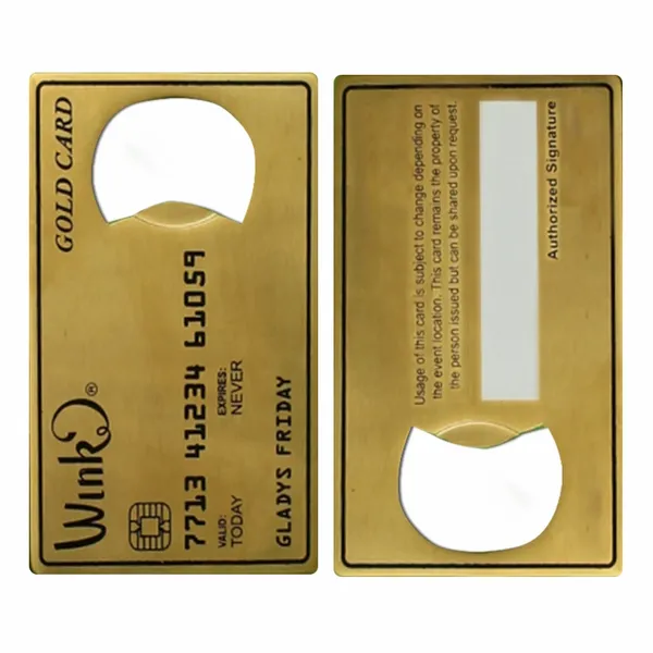 Gold Card Shaped Bottle Opener - Custom Ribbons Now