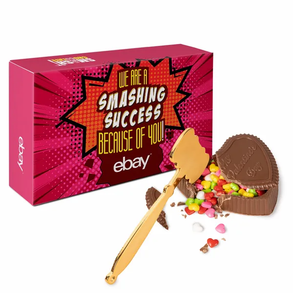 Smash Chocolate Heart with Candy Hearts - Custom Ribbons Now