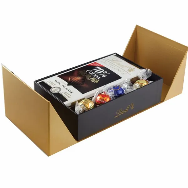 Golden Box of Lindt Sweets - Custom Ribbons Now