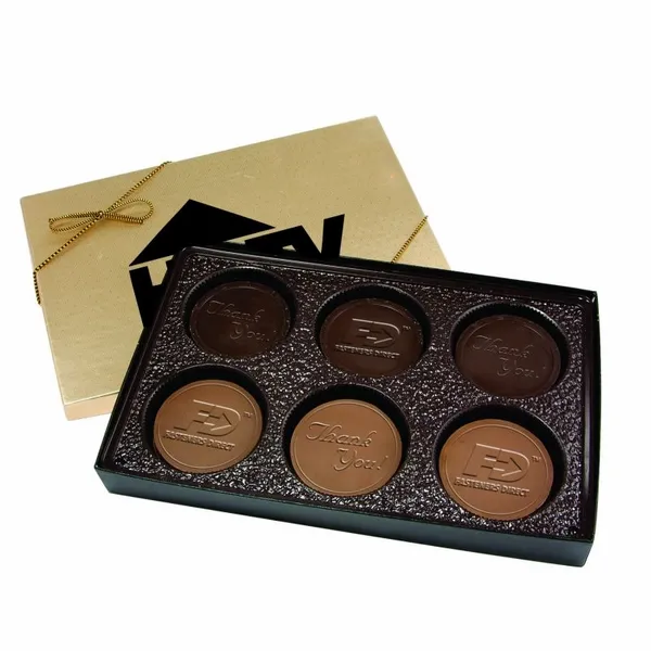 Cookie Gift Box with 6 Round Cookies - Custom Ribbons Now