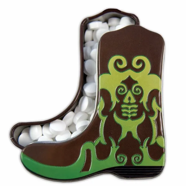 Green Cowboy Boot-Shaped Mint Tin - Custom Ribbons Now