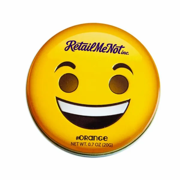 Smiley Face Emojy Tin with Orange Mints - Custom Ribbons Now