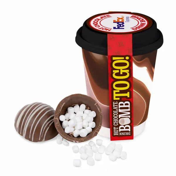 To-Go 12 oz. Cup with Hot Cocoa Bomb - Custom Ribbons Now