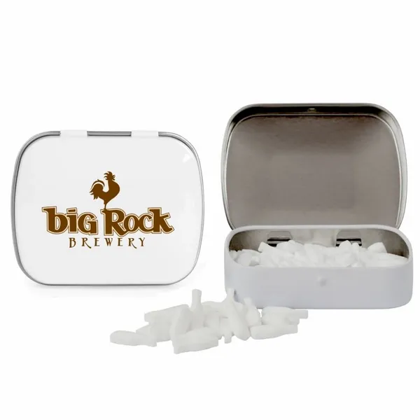 Domed Tin with Bottle Shaped Mints - Custom Ribbons Now