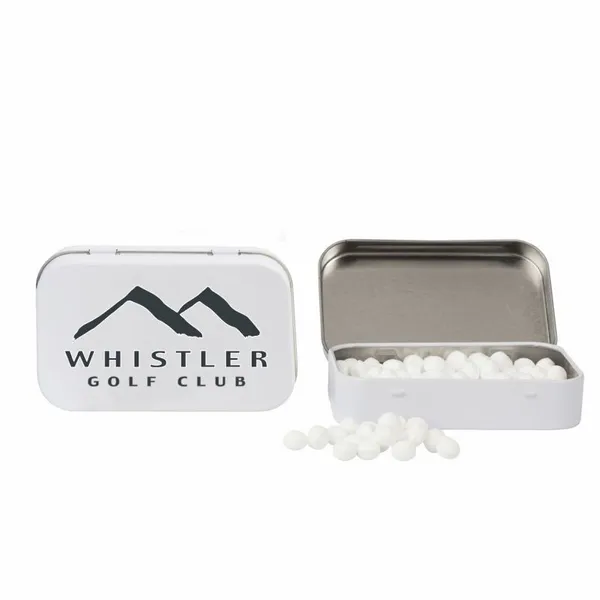 Rectangular Tin with Golf Ball Shaped Mints - Custom Ribbons Now