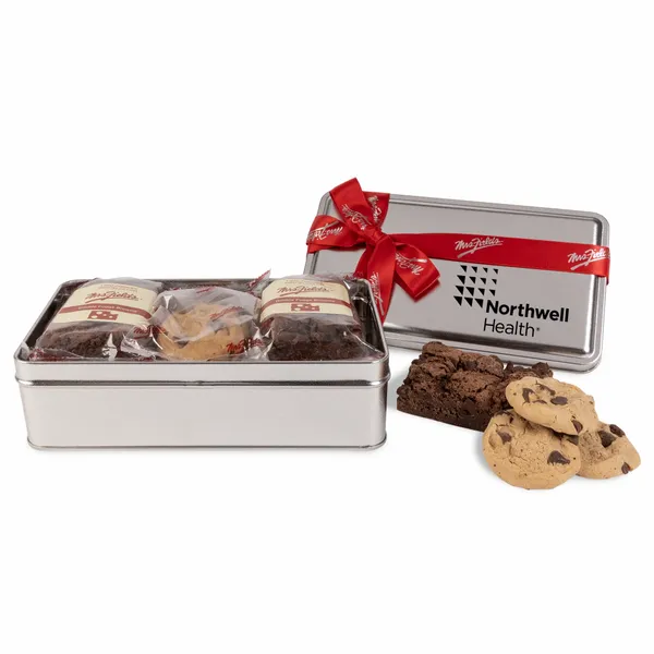 Mrs. Fields® Double Fudge Brownie and Cookie Tin - Custom Ribbons Now