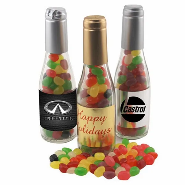 Champagne Bottle w/ Teenee Beanee Jelly Beans 8" - Custom Ribbons Now