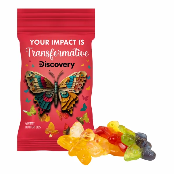 Clever Candy 1oz. Full Color DigiBag™ with Gummy Butterflies - Custom Ribbons Now