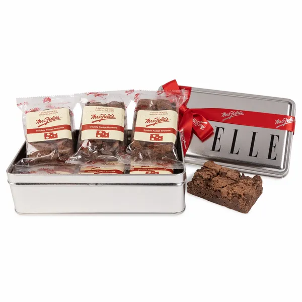 Mrs. Fields® Double Chocolate Fudge Brownie Tin- 6 pack - Custom Ribbons Now