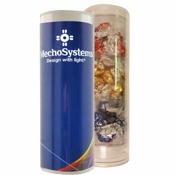 3 Piece Holiday Gift Tube with Lindor Truffles - Custom Ribbons Now