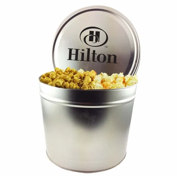 Two Gallon Popcorn Tin - Trio Popcorn - Custom Ribbons Now