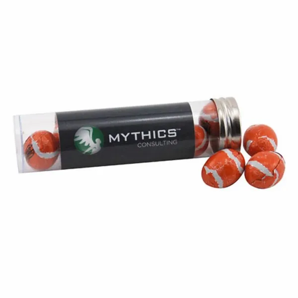 Tube with Chocolate Footballs - TRB650 - Custom Ribbons Now
